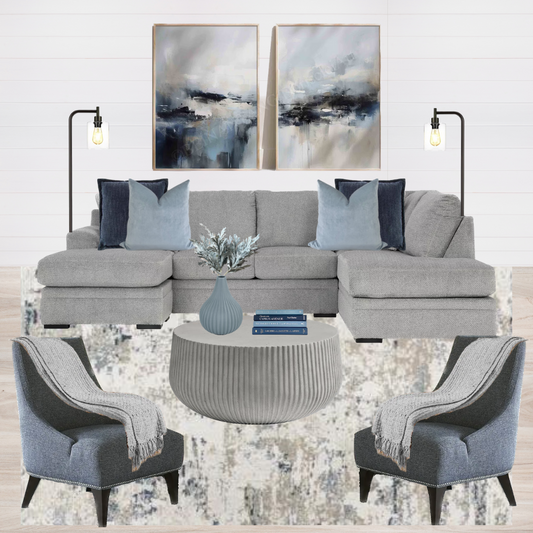 Grey & Blue Living Room